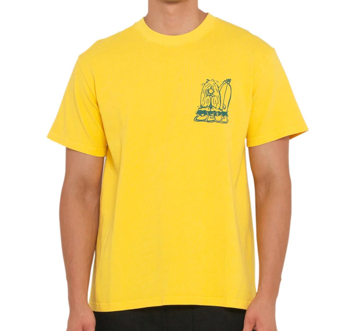 Deus ex Machina Mens Yellow Short Sleeve T-Shirt Size Large (New)