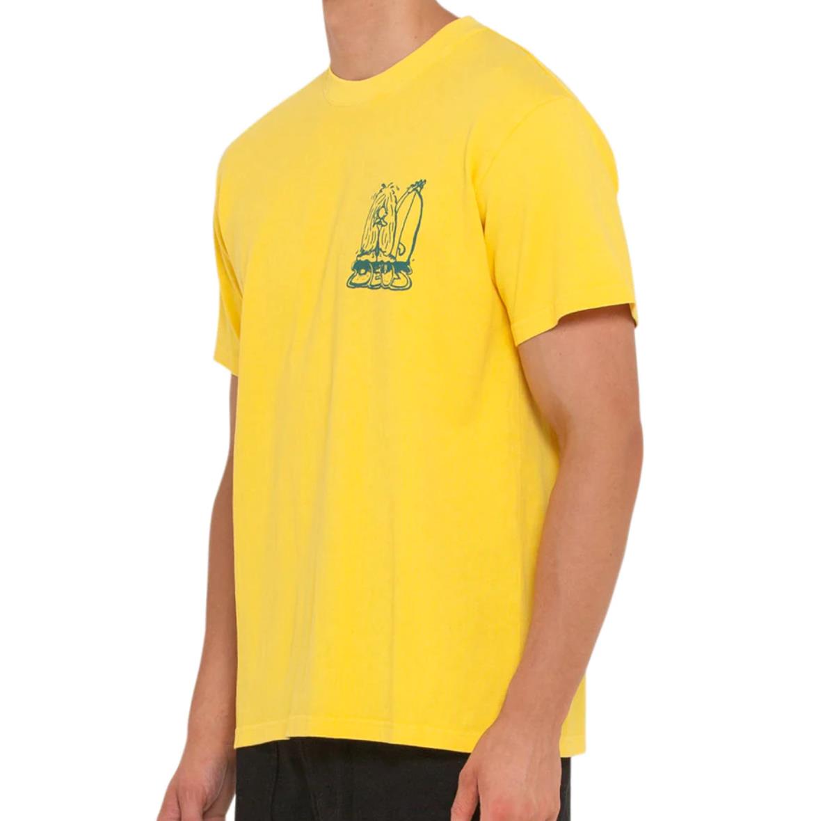 Deus ex Machina Mens Yellow Short Sleeve T-Shirt Size Large (New)