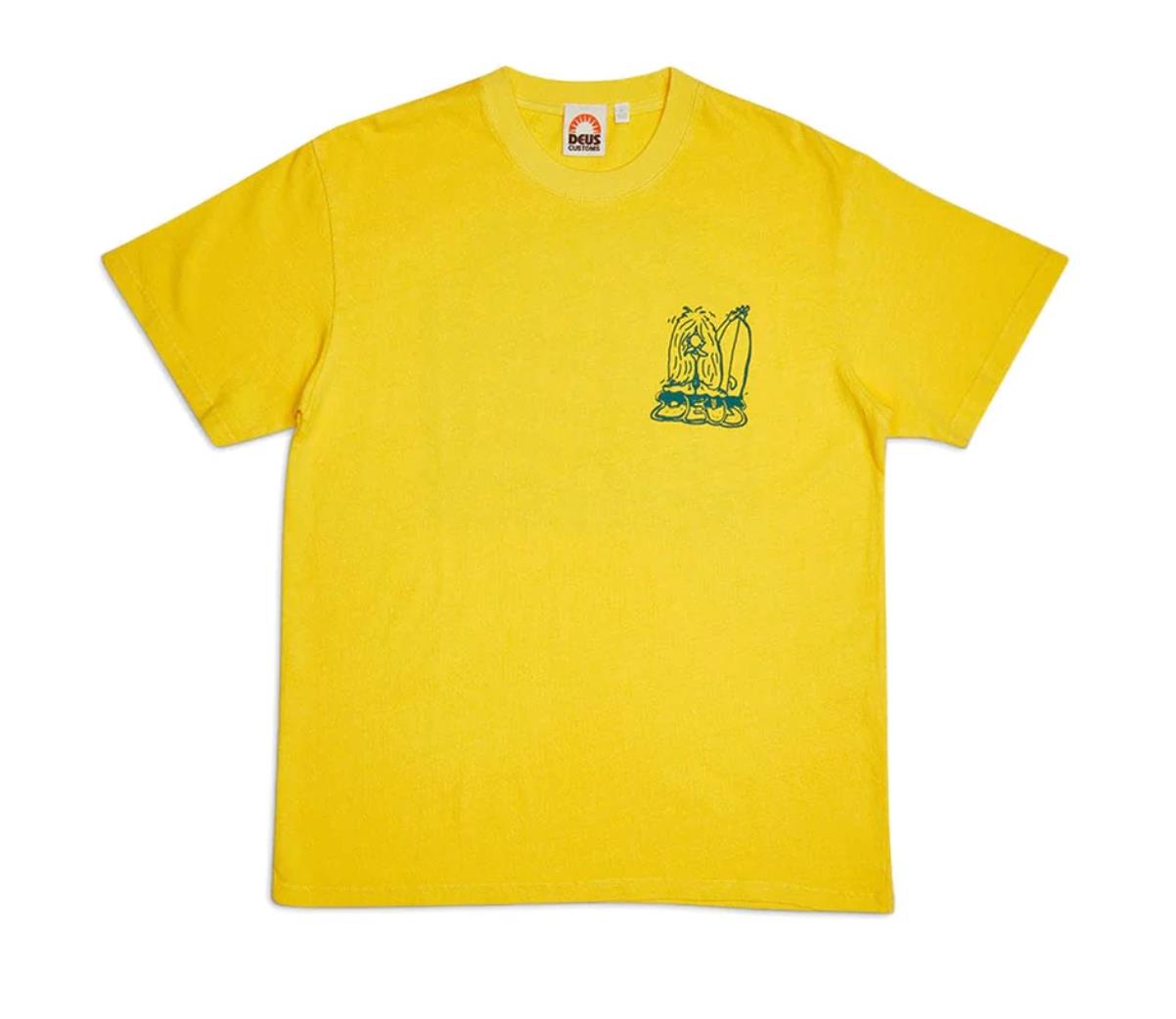 Deus ex Machina Mens Yellow Short Sleeve T-Shirt Size Large (New)