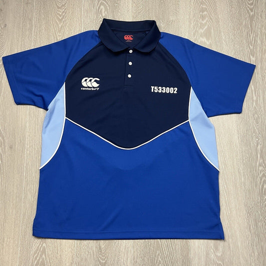 Canterbury Mens Blue Short Sleeve Polo Shirt Size XL