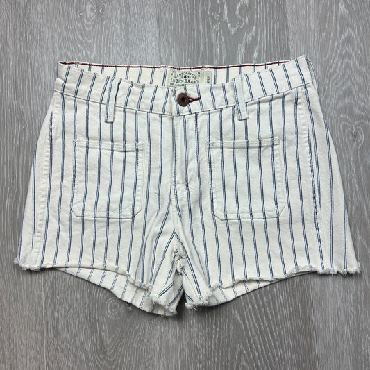 Lucky Brand Womens White Striped Denim Hot Shorts Size 26