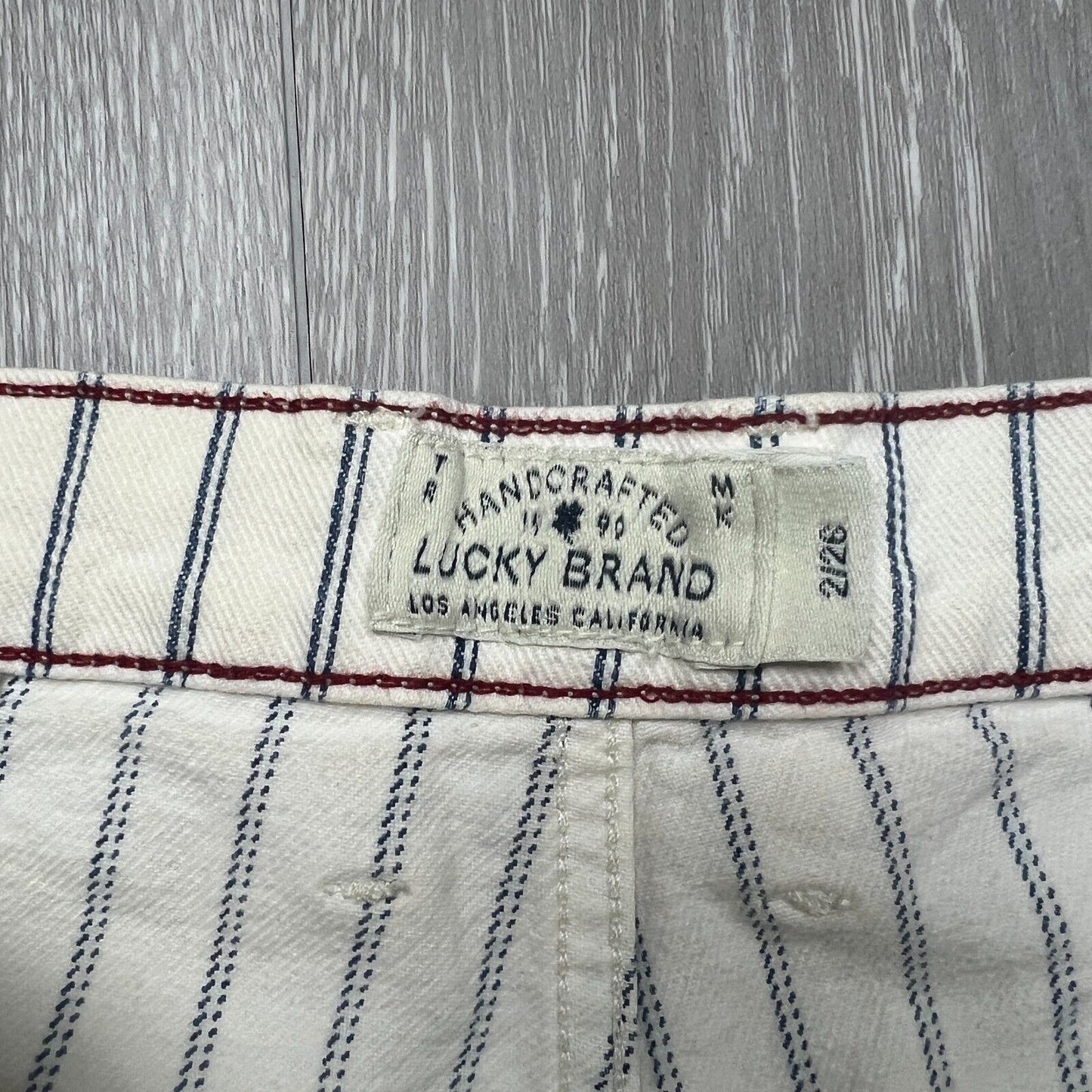 Lucky Brand Womens White Striped Denim Hot Shorts Size 26