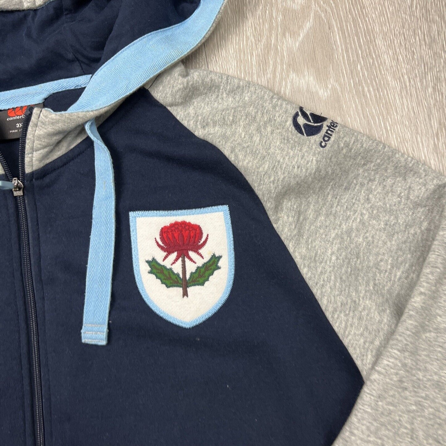 Canterbury NSW Waratahs Rugby Union Mens Full Zip Hoodie Size 3XL