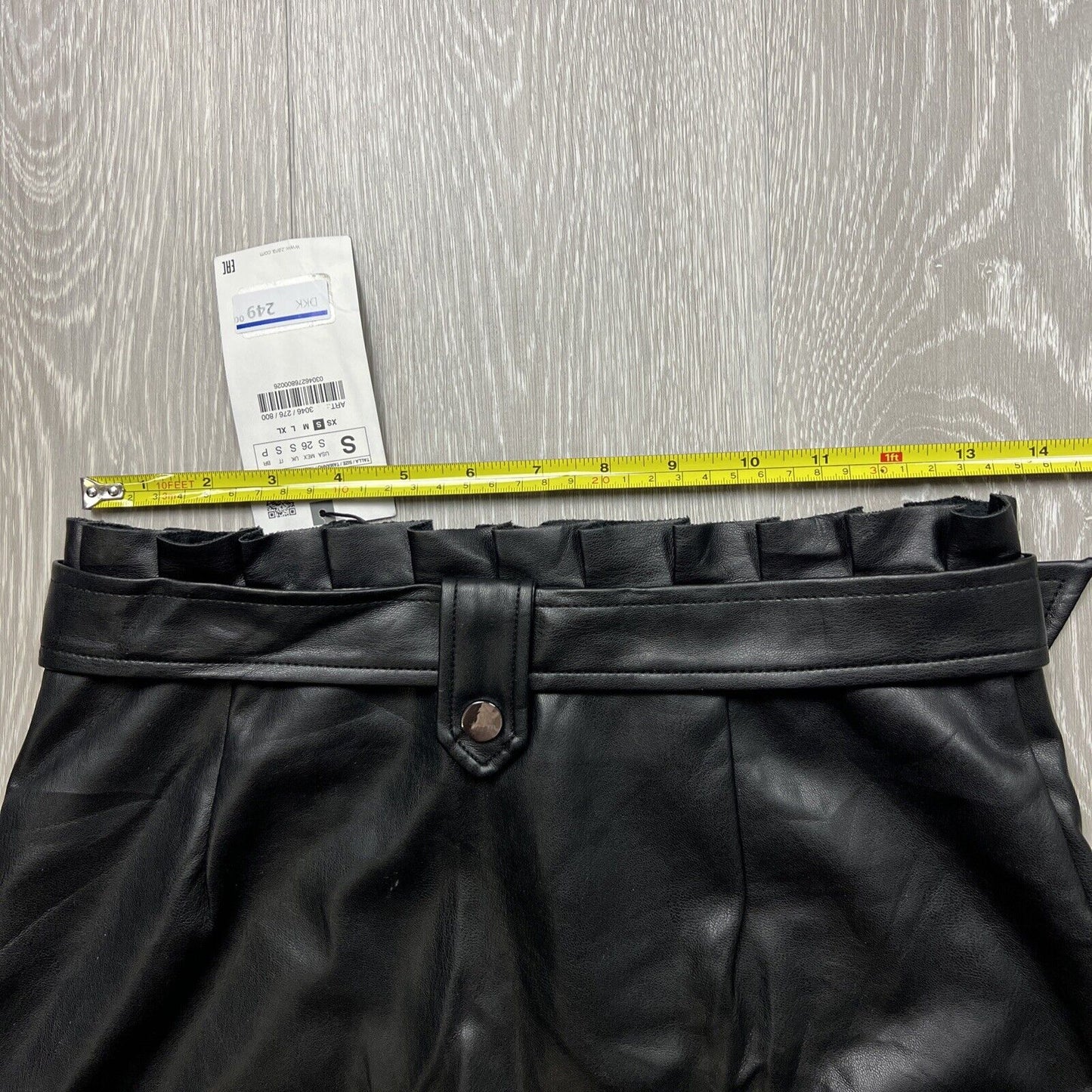 ZARA Womens A-Line Black Faux Leather Pleated Skirt Size S (New)