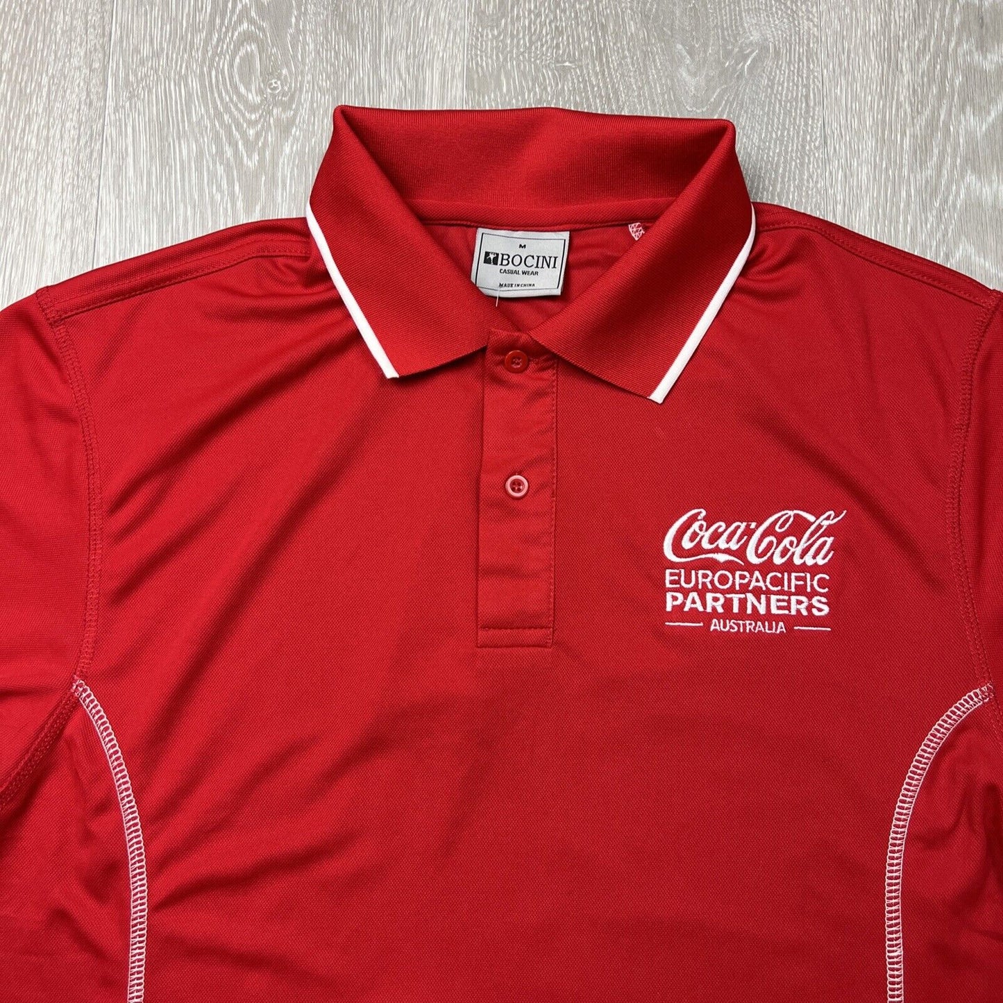 Bocini Coca-Cola Euro pacific Partners Australia Mens Polo Shirt Size Medium