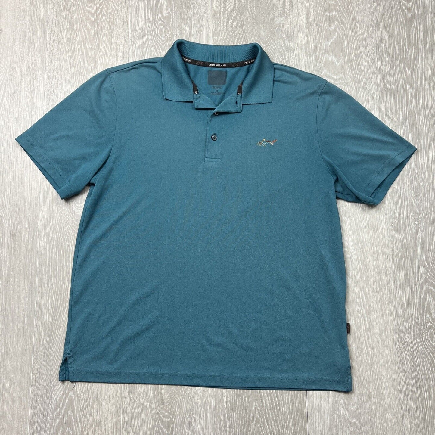 Greg Norman Mens Teal Green Short Sleeve Golf Polo Shirt Size Medium