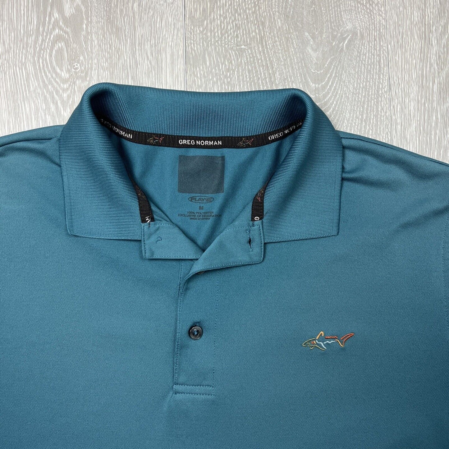 Greg Norman Mens Teal Green Short Sleeve Golf Polo Shirt Size Medium