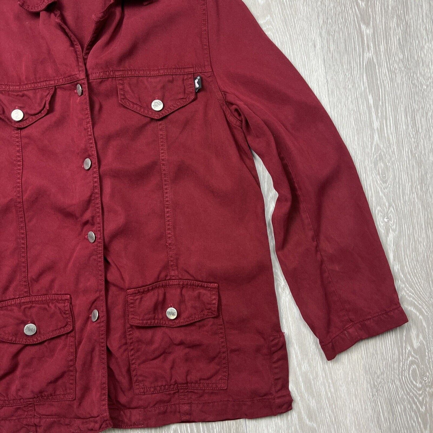 Konange Womens Red Light Denim Jacket Size 10