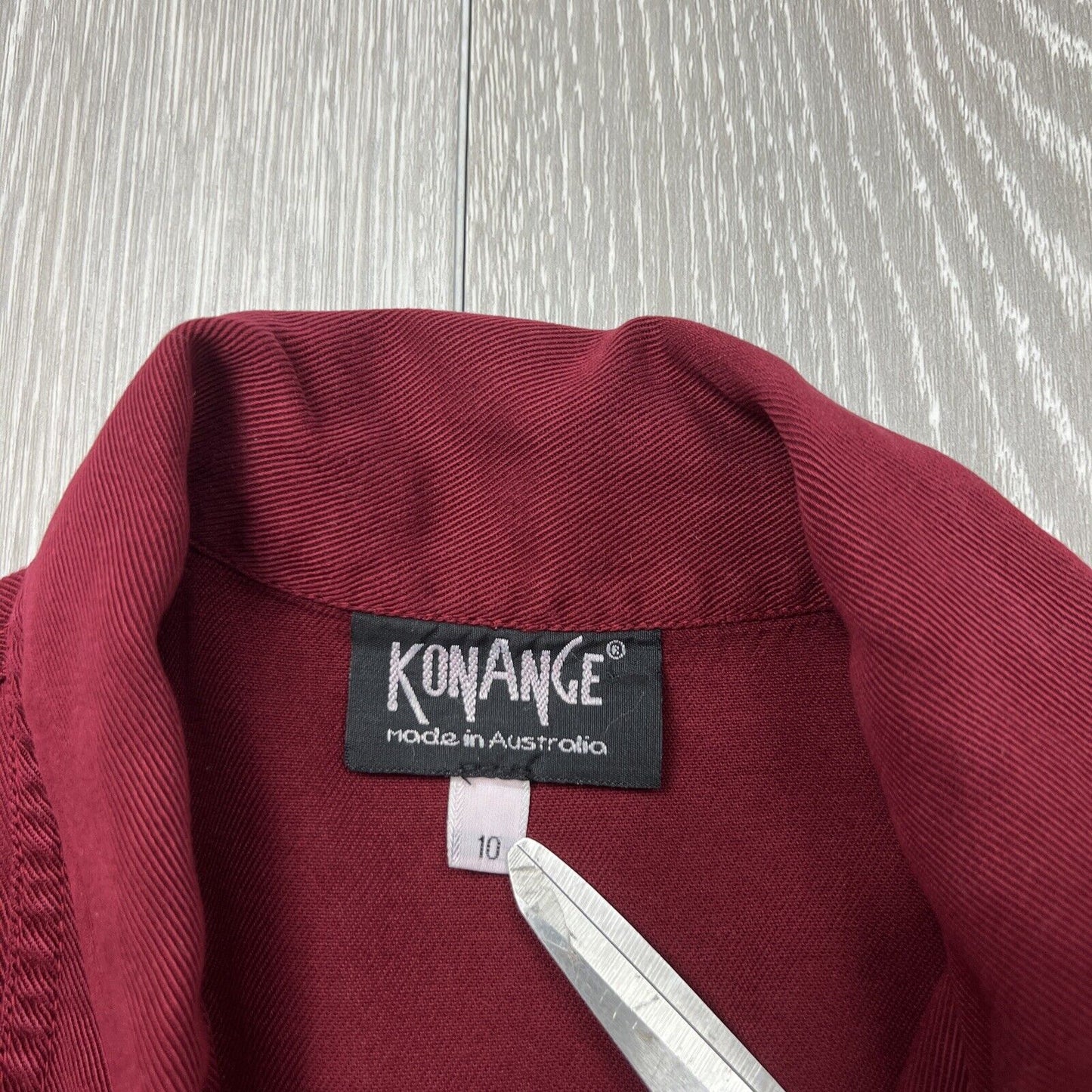 Konange Womens Red Light Denim Jacket Size 10