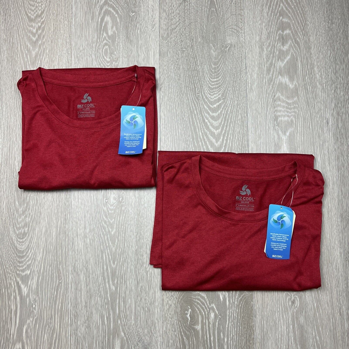 Biz Collection Biz Cool Mens Red Performance Fabric T-Shirt Size 3XL (2 Shirts)