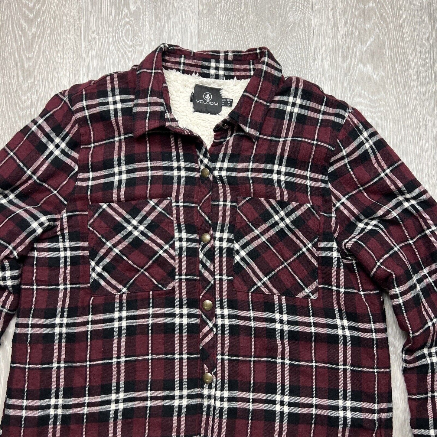 Volcom Womens Fleece Lined Flannel Jacket Size Medium