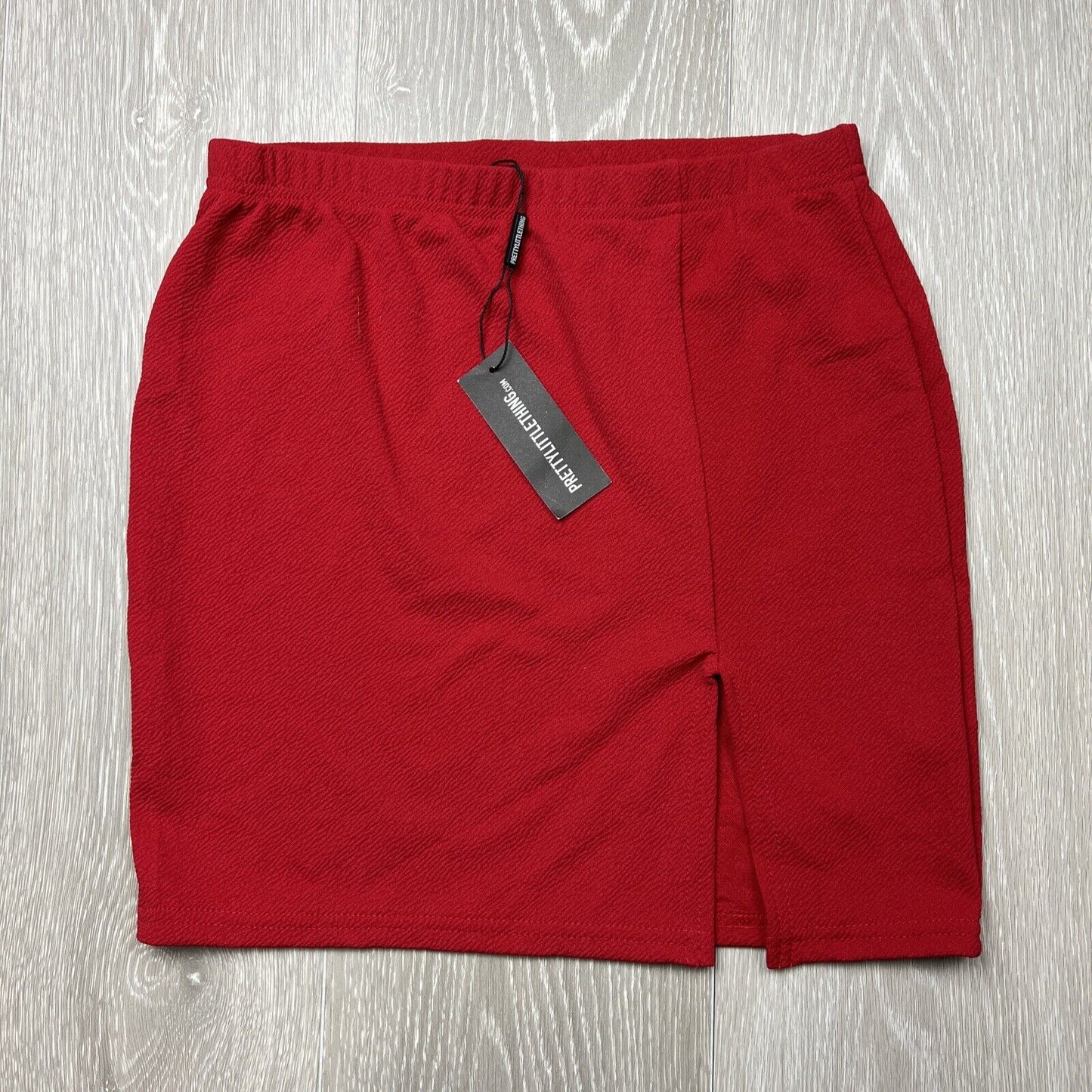 PRETTYLITTLETHING Womens Red Slit Mini Skirt Size 10 (New)