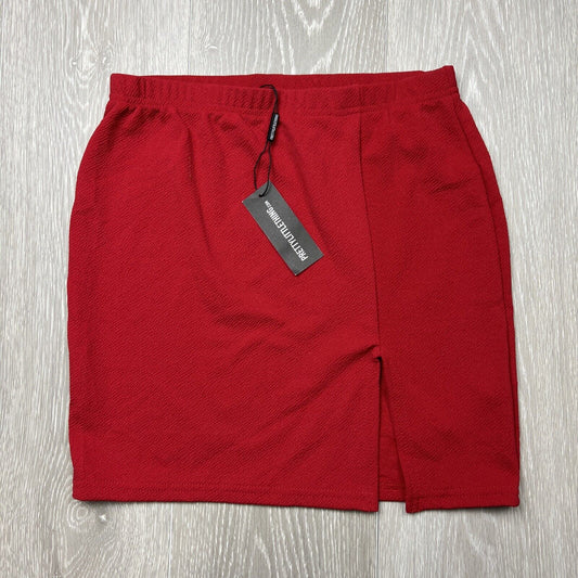 PRETTYLITTLETHING Womens Red Slit Mini Skirt Size 10 (New)