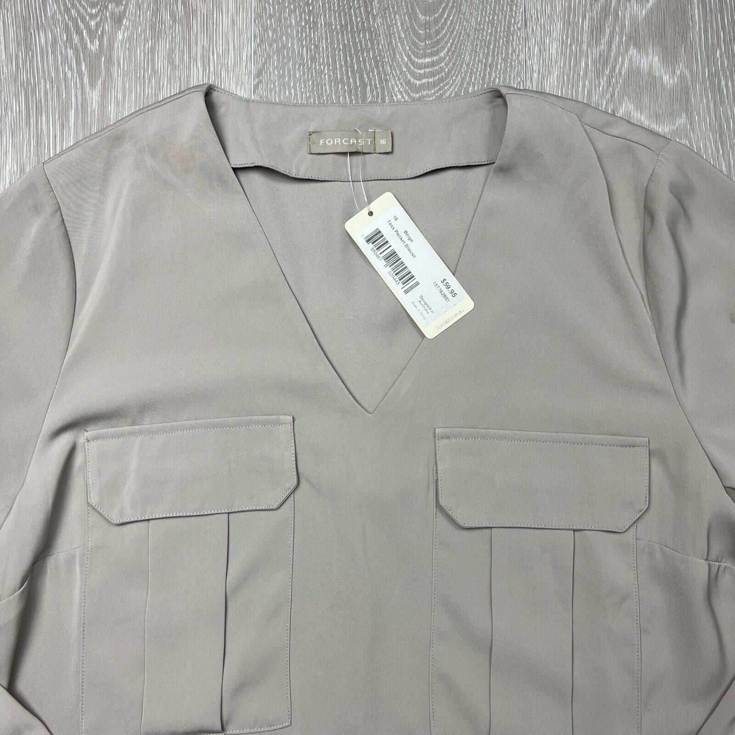 Forecast Womens Beige Tess Pocket Blouse Size 16 (new)