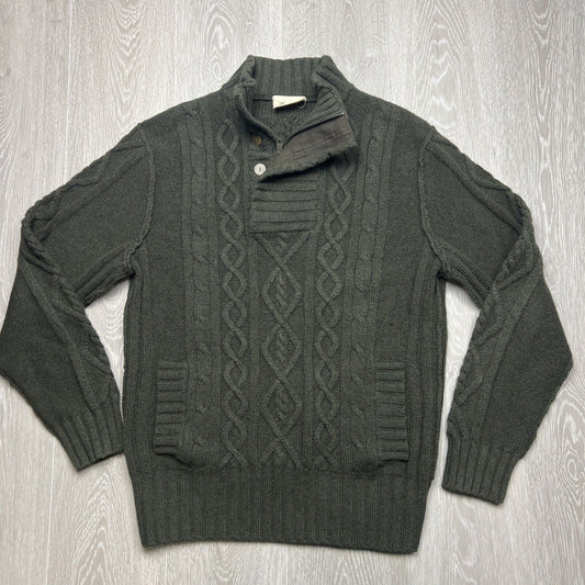 R&G Mens 1/4 Zip Extra Fine Lambs wool Olive Knit Jumper Size Medium