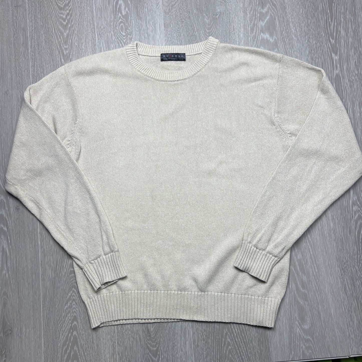 Reserve Mens Knitted Beige Jumper Size Large