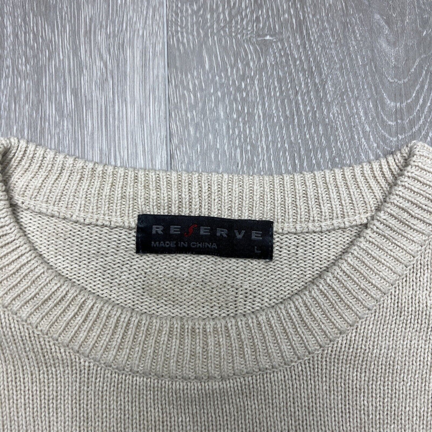 Reserve Mens Knitted Beige Jumper Size Large