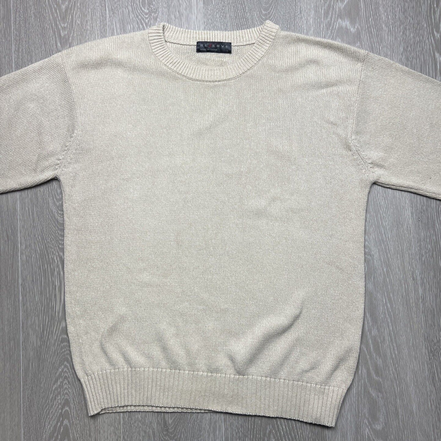 Reserve Mens Knitted Beige Jumper Size Large