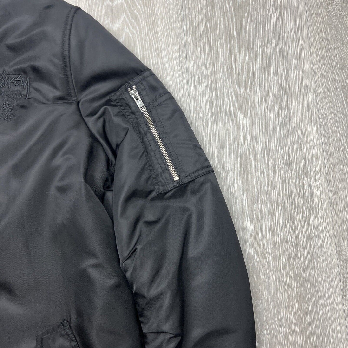 Stussy Womens Black Bomber Jacket Size 10