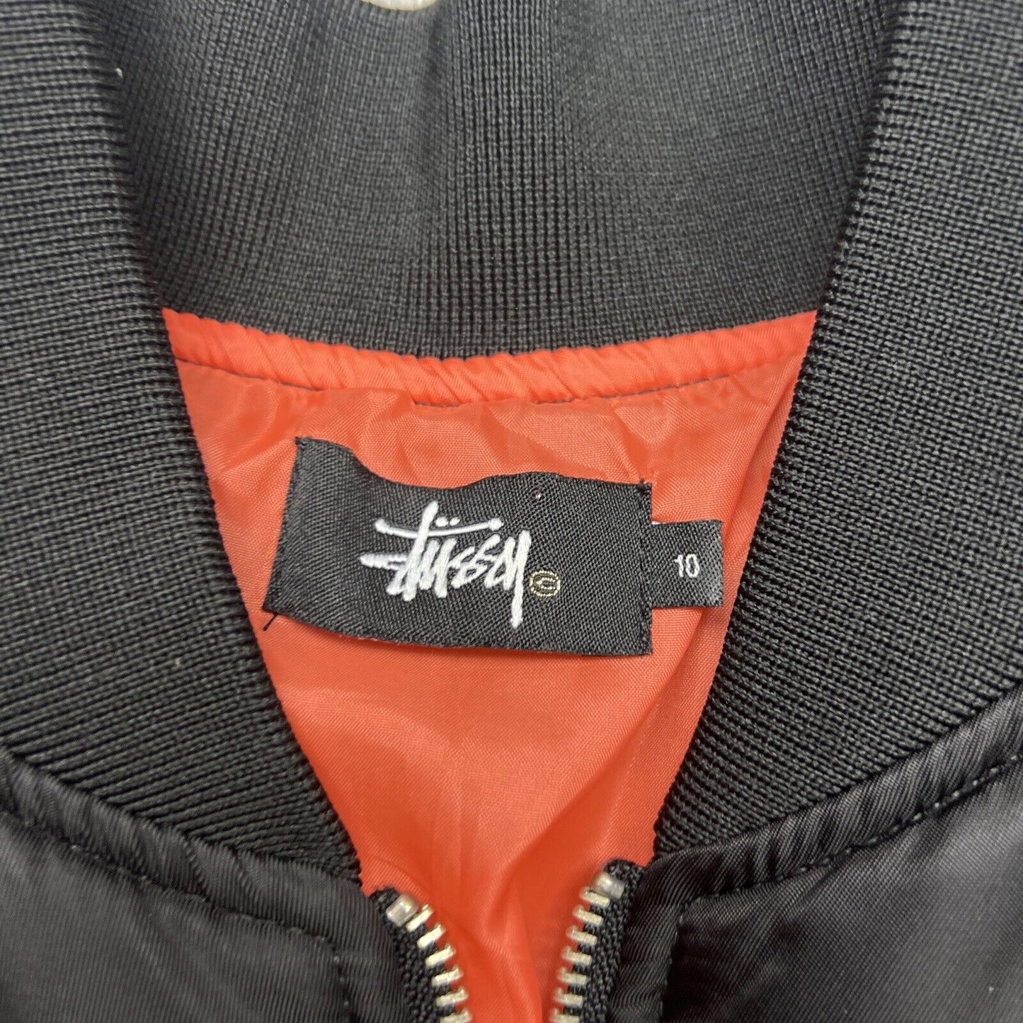 Stussy Womens Black Bomber Jacket Size 10