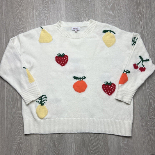 8 Birdies Womens White Fruit Jumper Size Medium