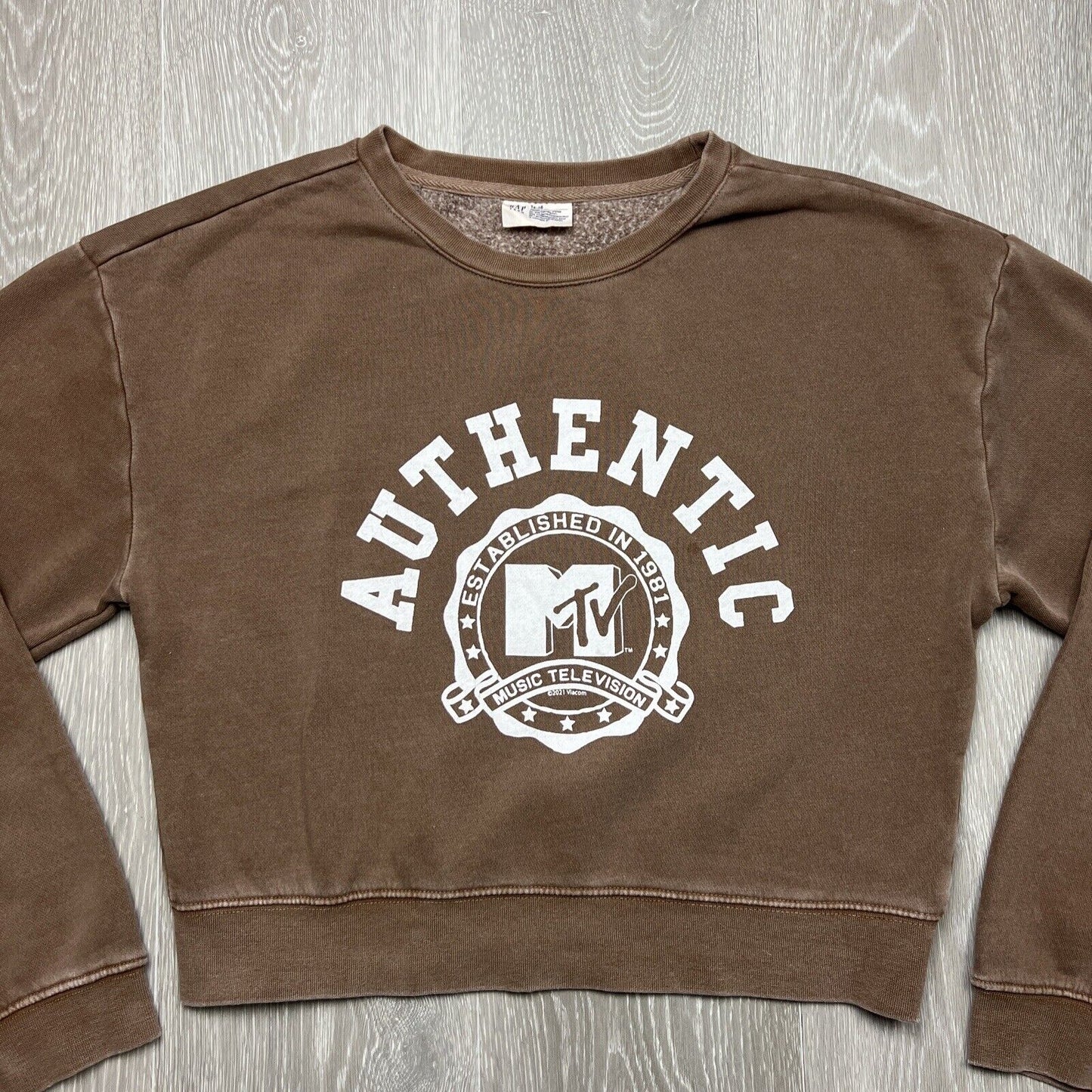 Gap Teen Girls Cropped MTV Brown Pullover Jumper Size 14-16 Years