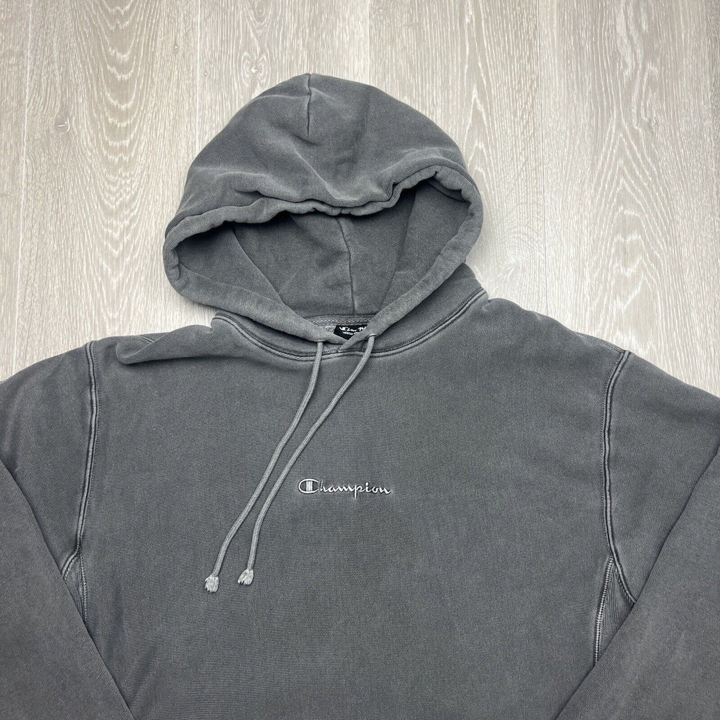Champion Mens Pullover Charcoal Vintage Wash Hoodie Size Large