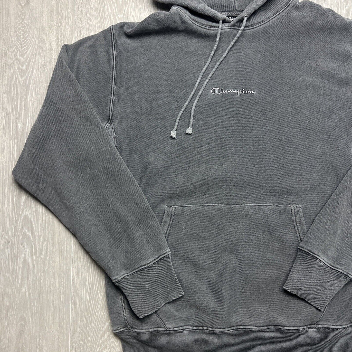 Champion Mens Pullover Charcoal Vintage Wash Hoodie Size Large