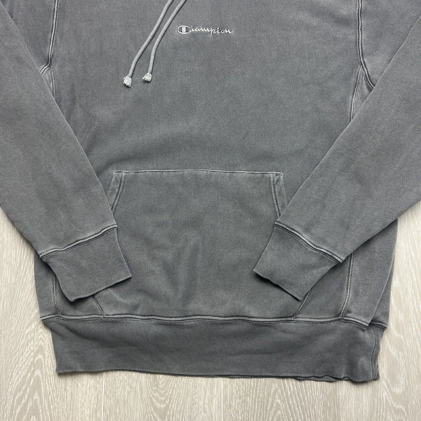Champion Mens Pullover Charcoal Vintage Wash Hoodie Size Large