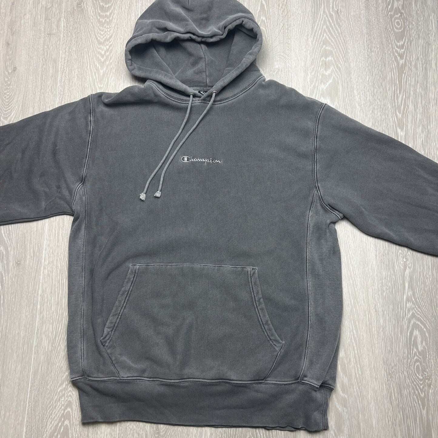 Champion Mens Pullover Charcoal Vintage Wash Hoodie Size Large