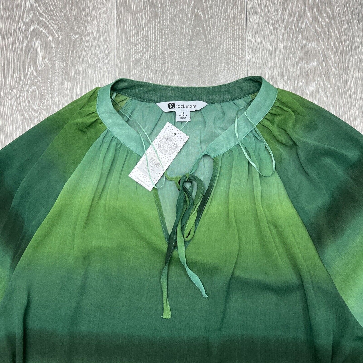 Rockmans Womens Green Long Sleeve Sheer Blouse Size 18