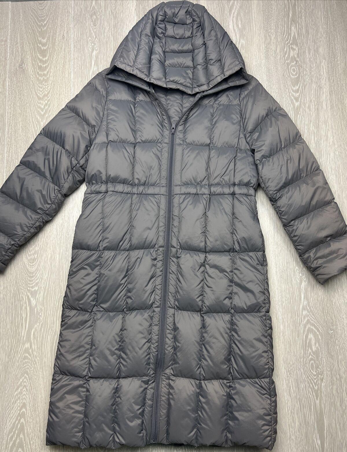 Cmcube Womens Grey Hooded Long Puffer Jacket Size S/M Approx