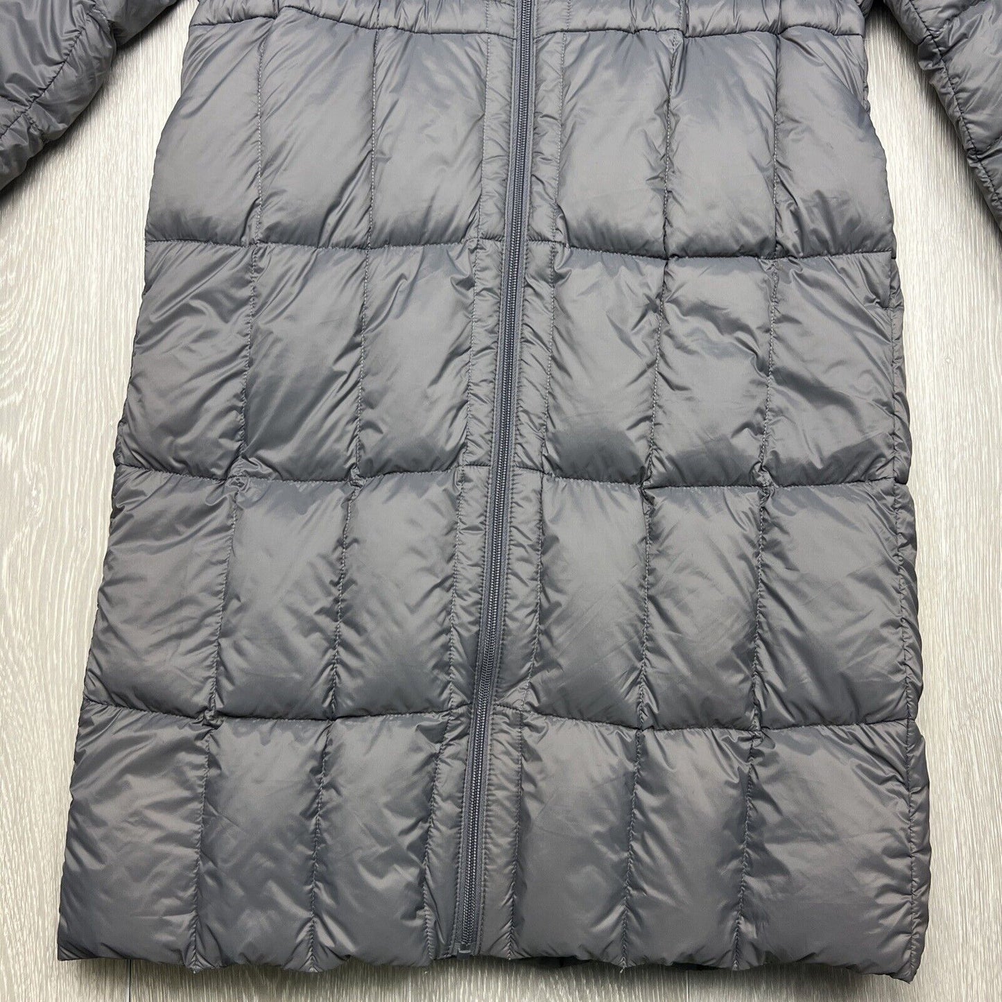 Cmcube Womens Grey Hooded Long Puffer Jacket Size S/M Approx