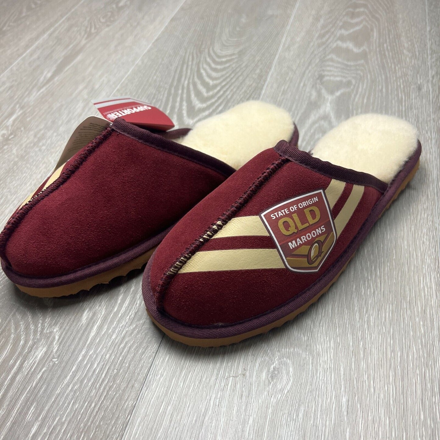 NRL Team Kicks Queensland Maroons Origin Merino Wool Slippers Size US W 14 / M13