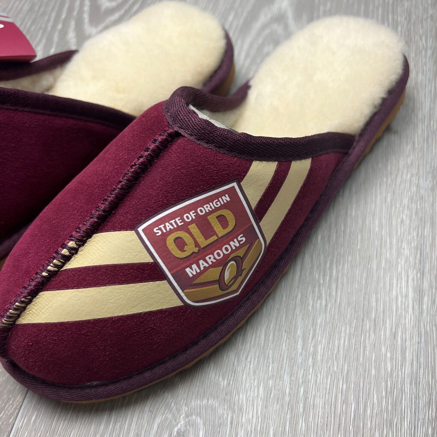 NRL Team Kicks Queensland Maroons Origin Merino Wool Slippers Size US W 14 / M13