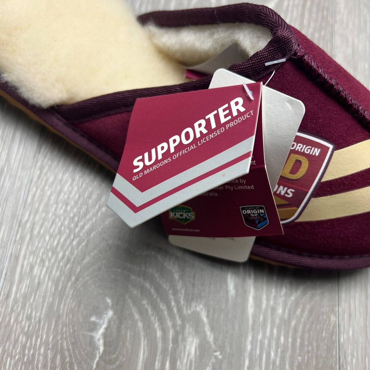 NRL Team Kicks Queensland Maroons Origin Merino Wool Slippers Size US W 14 / M13