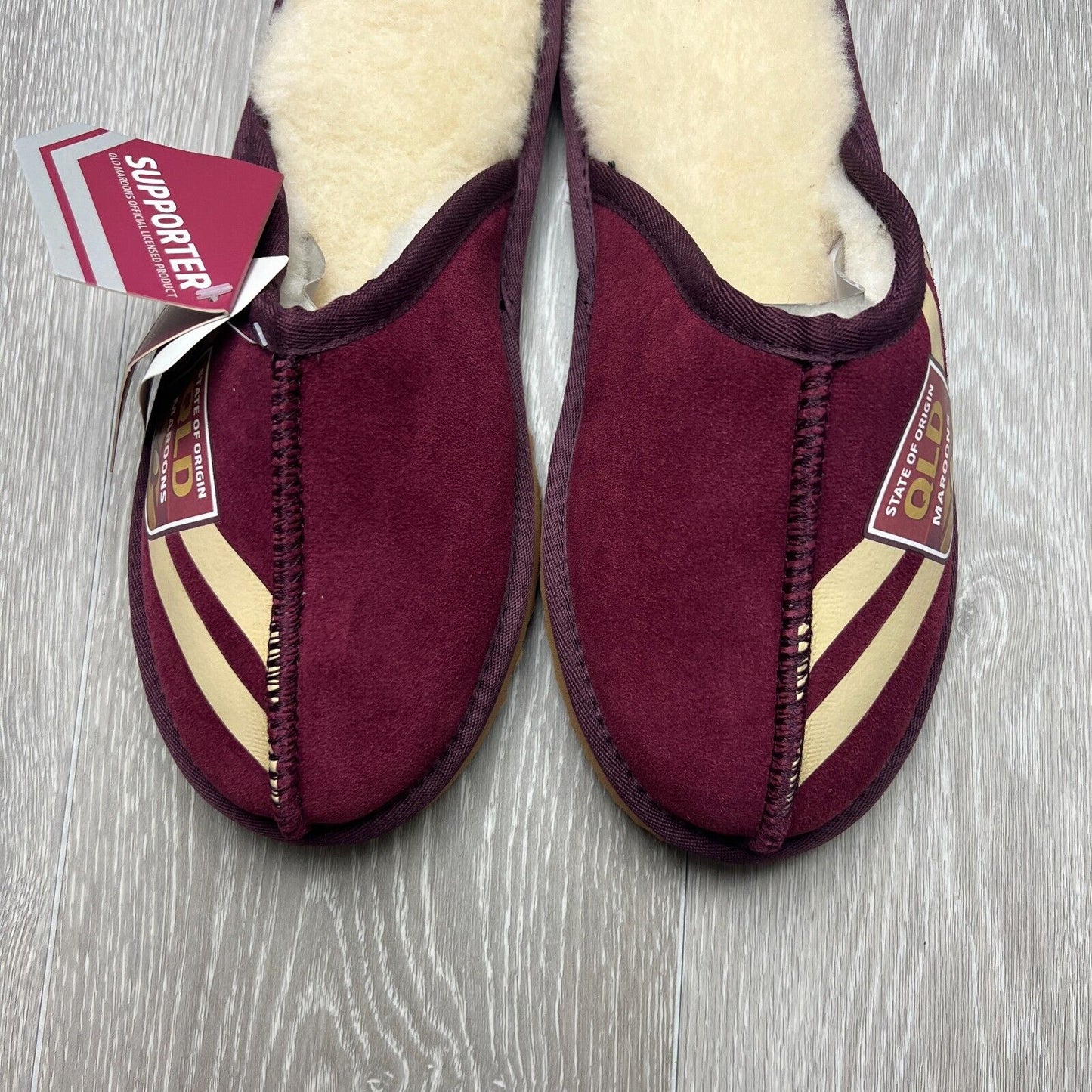 NRL Team Kicks Queensland Maroons Origin Merino Wool Slippers Size US W 14 / M13