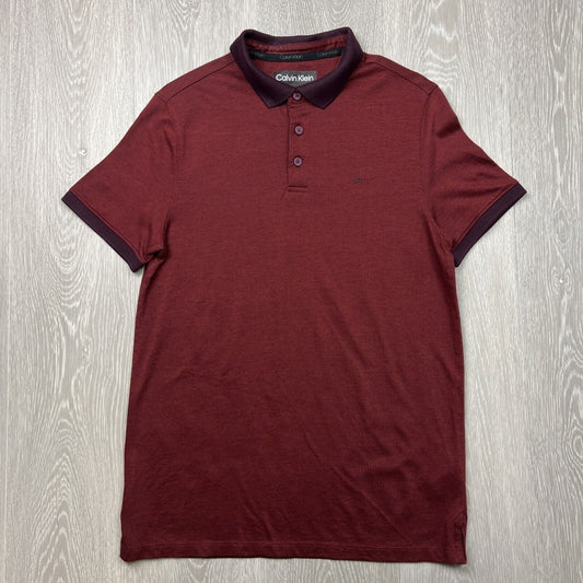 Calvin Klein Mens Red Short Sleeve Polo Shirt Size Small
