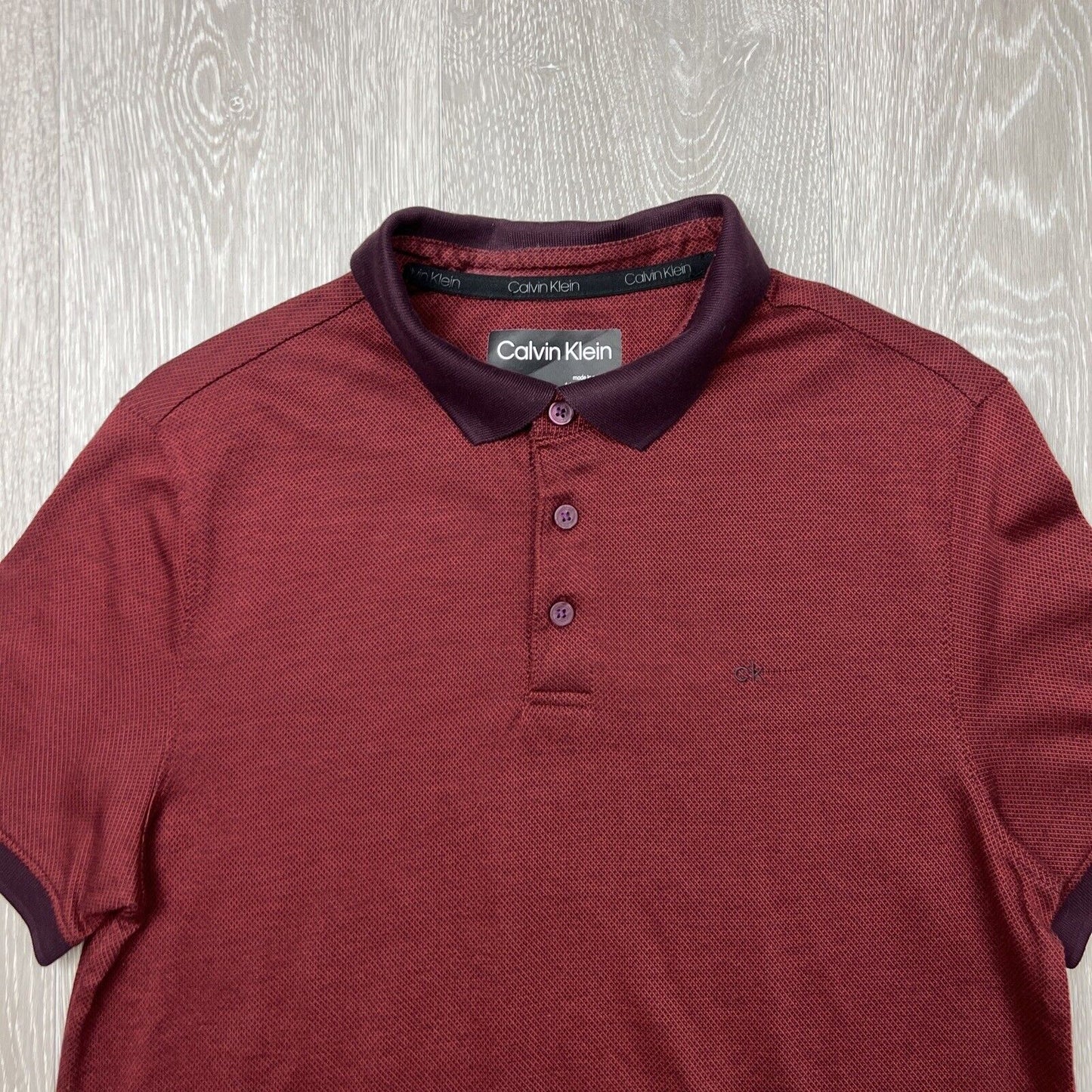 Calvin Klein Mens Red Short Sleeve Polo Shirt Size Small
