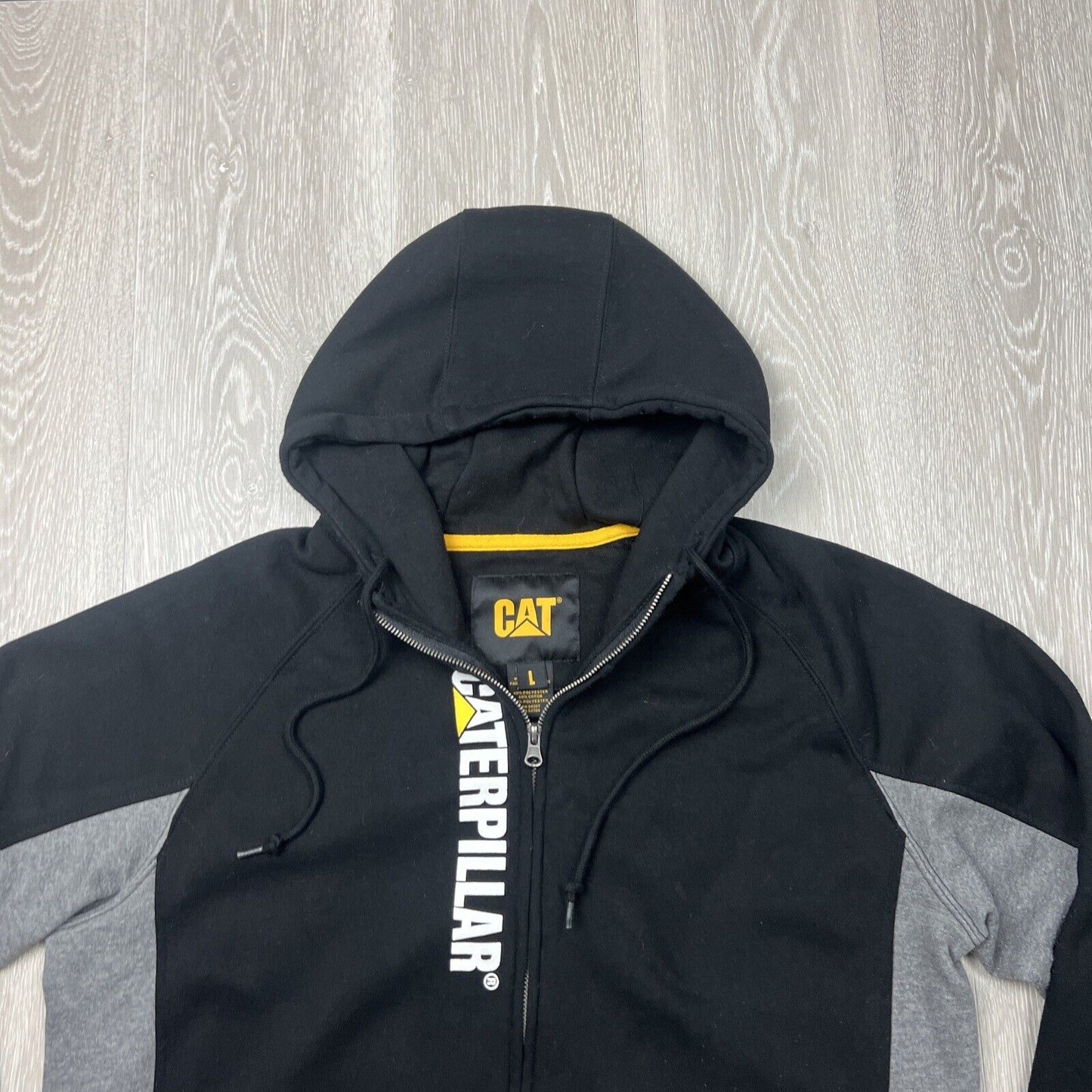 CAT Caterpillar Mens Black Full Zip Hoodie Size Large