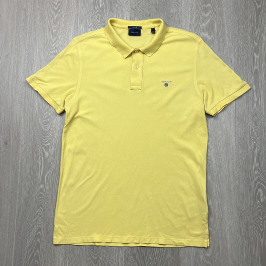 Gant Mens Yellow Short Sleeve Polo Shirt Size Large