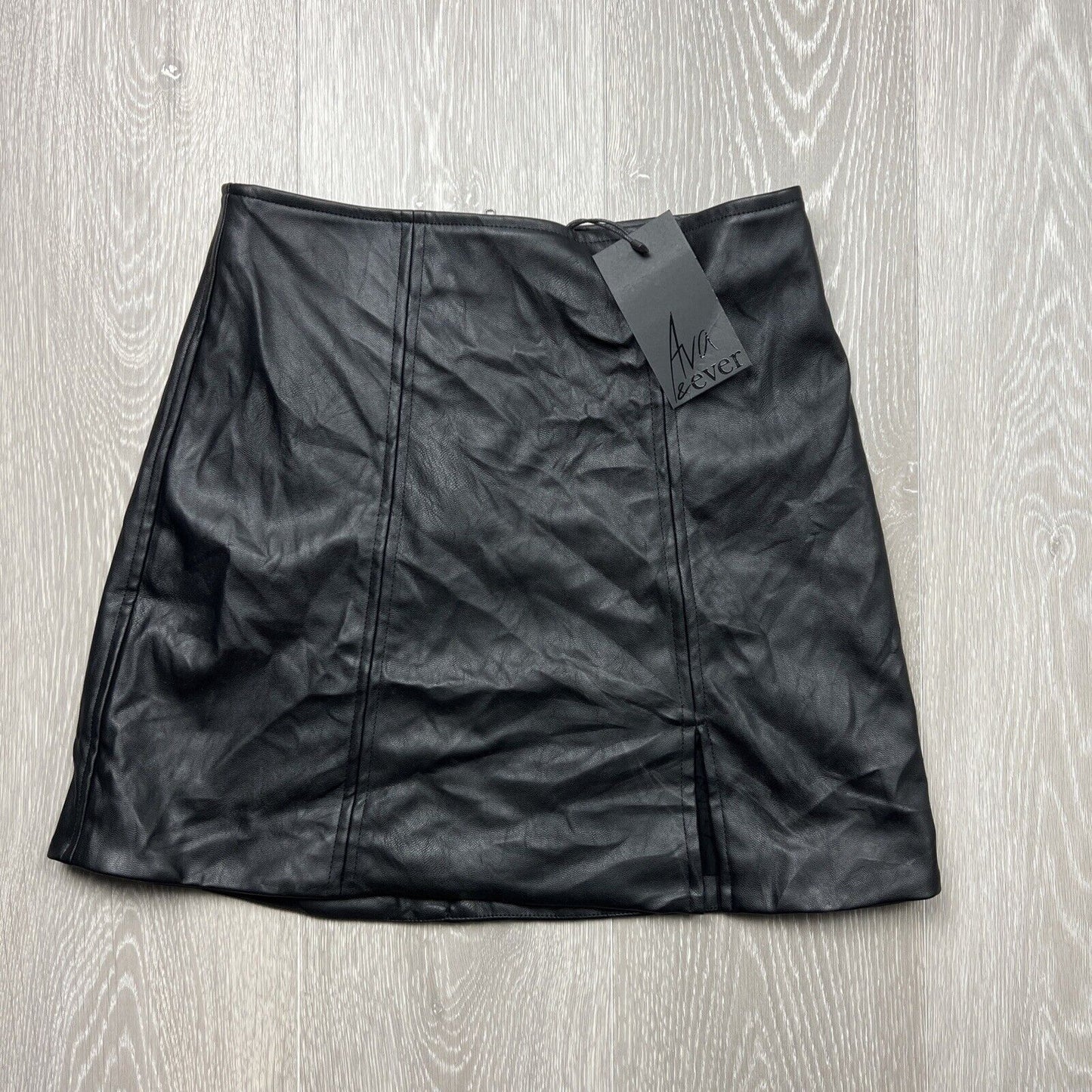 Ava & Ever Womens Black Faux Leather Mini Skirt Size 10 (New)