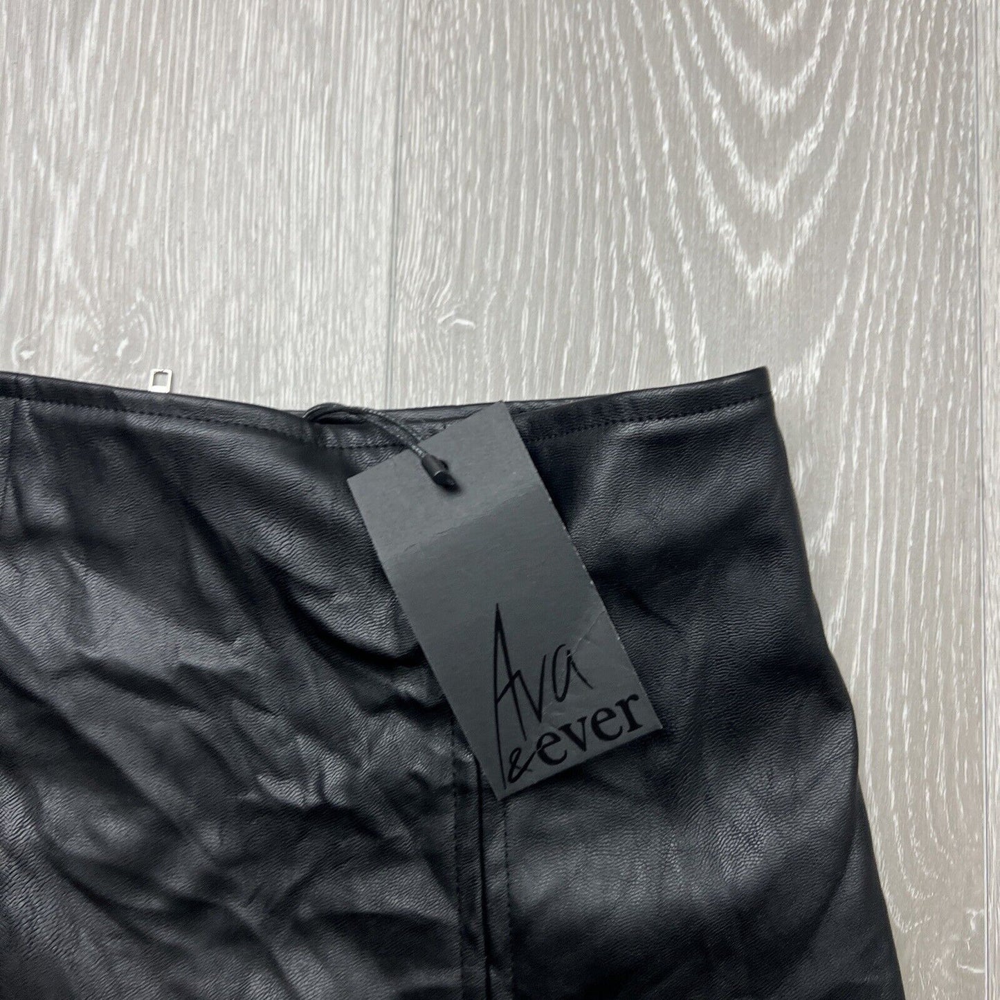 Ava & Ever Womens Black Faux Leather Mini Skirt Size 10 (New)