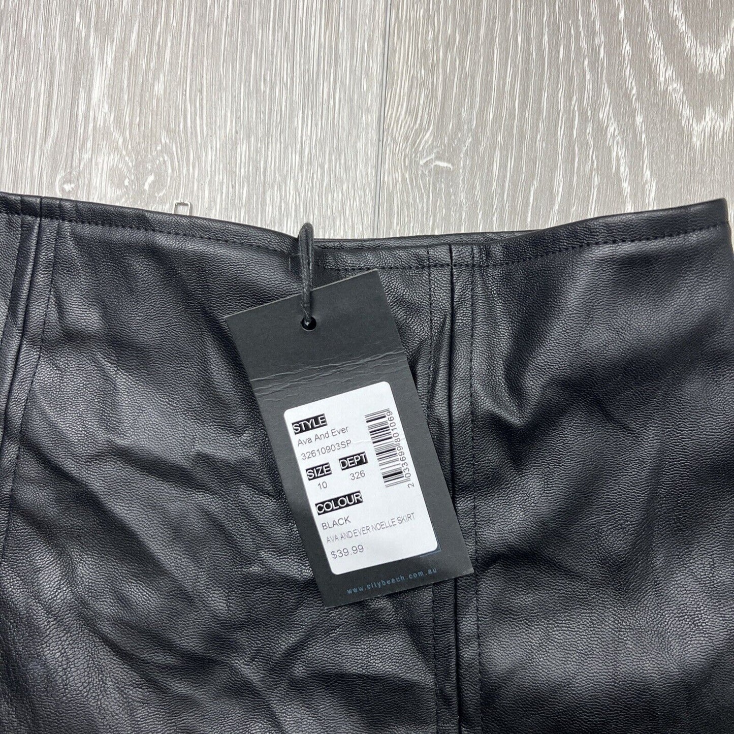 Ava & Ever Womens Black Faux Leather Mini Skirt Size 10 (New)