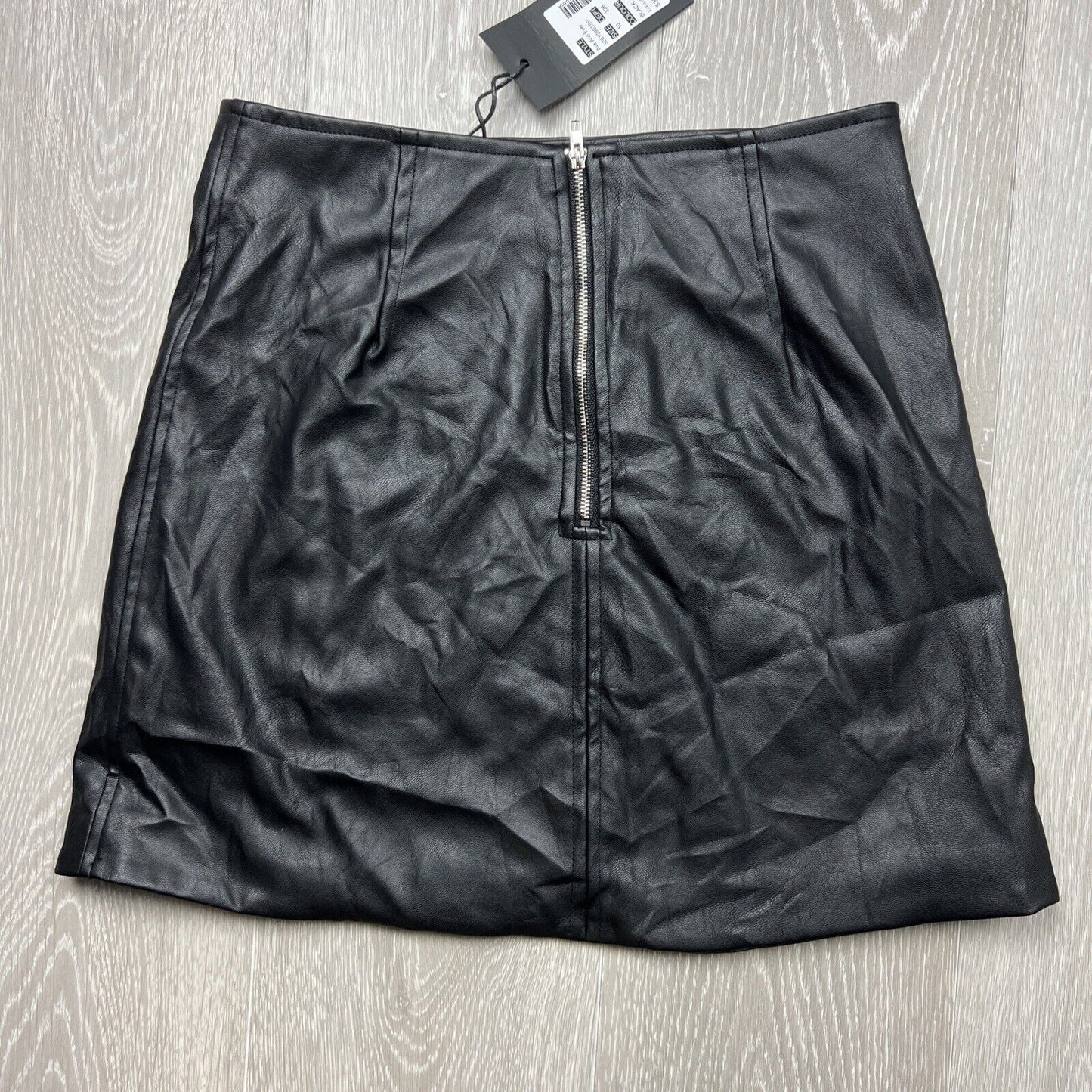 Ava & Ever Womens Black Faux Leather Mini Skirt Size 10 (New)