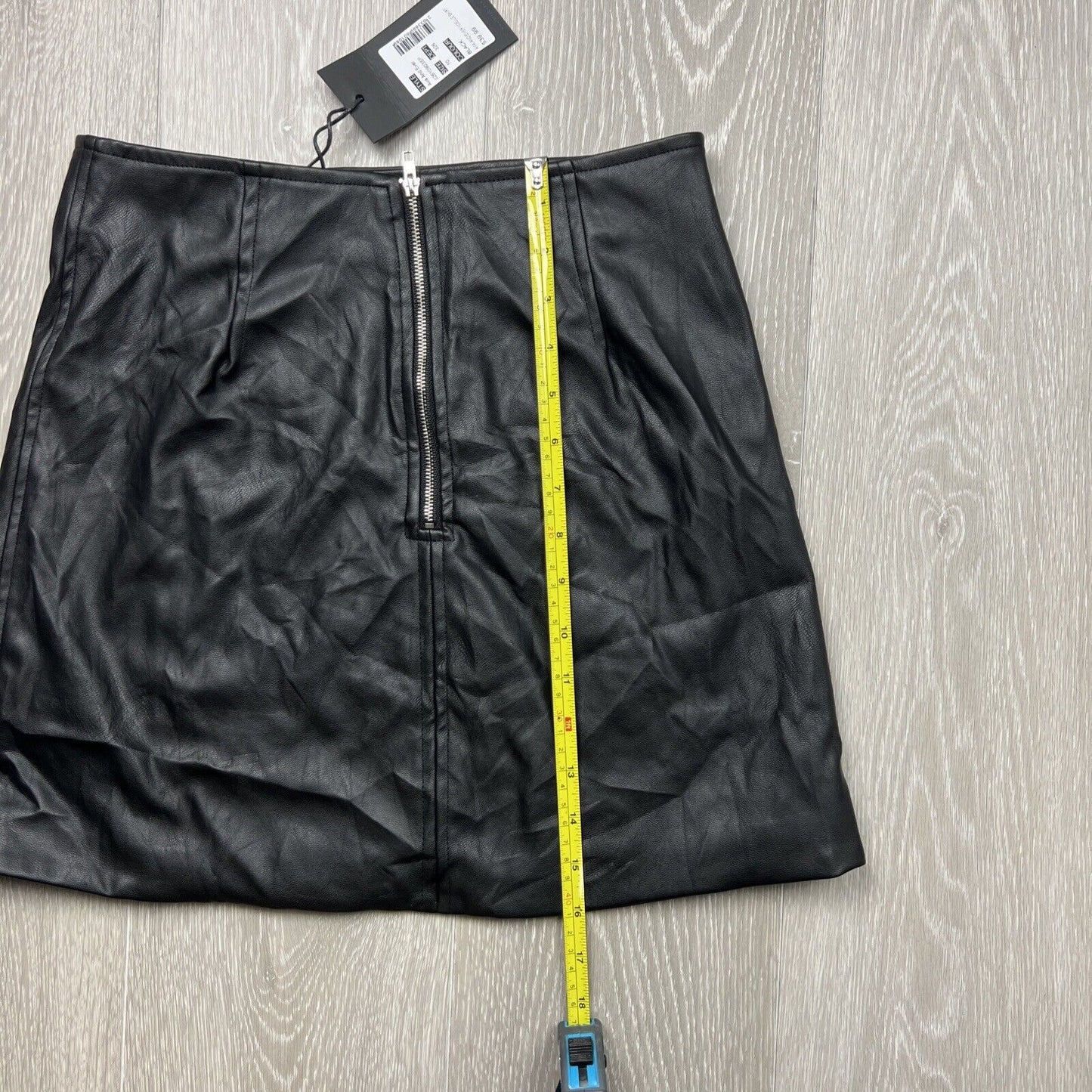 Ava & Ever Womens Black Faux Leather Mini Skirt Size 10 (New)