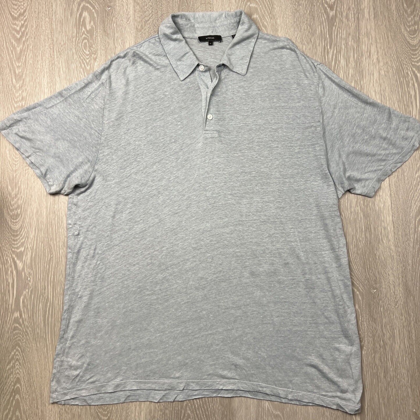 Vince Mens Grey Linen Polo Shirt Size XL