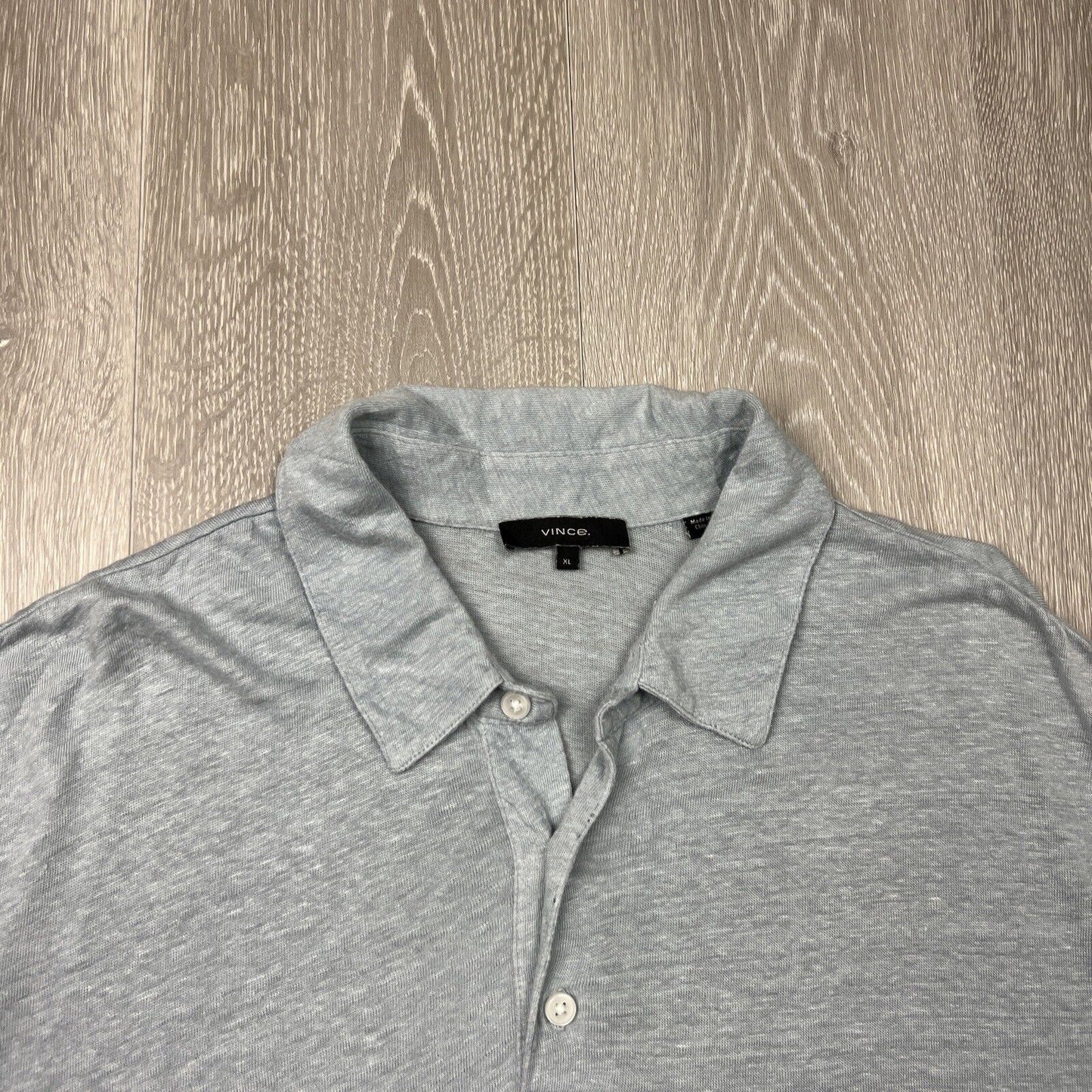 Vince Mens Grey Linen Polo Shirt Size XL