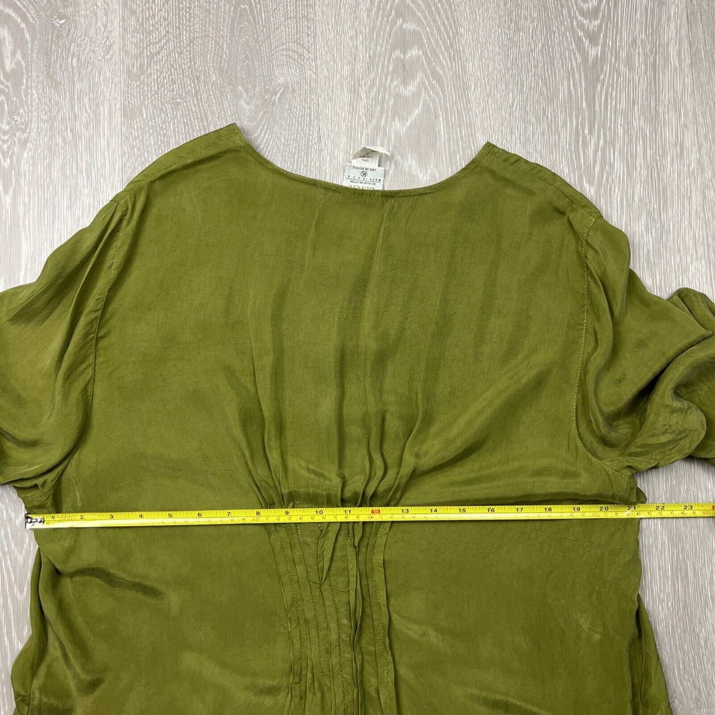 CLICK Color Me Cotton  Made In USA Womens Green Rayon Blouse Size XL