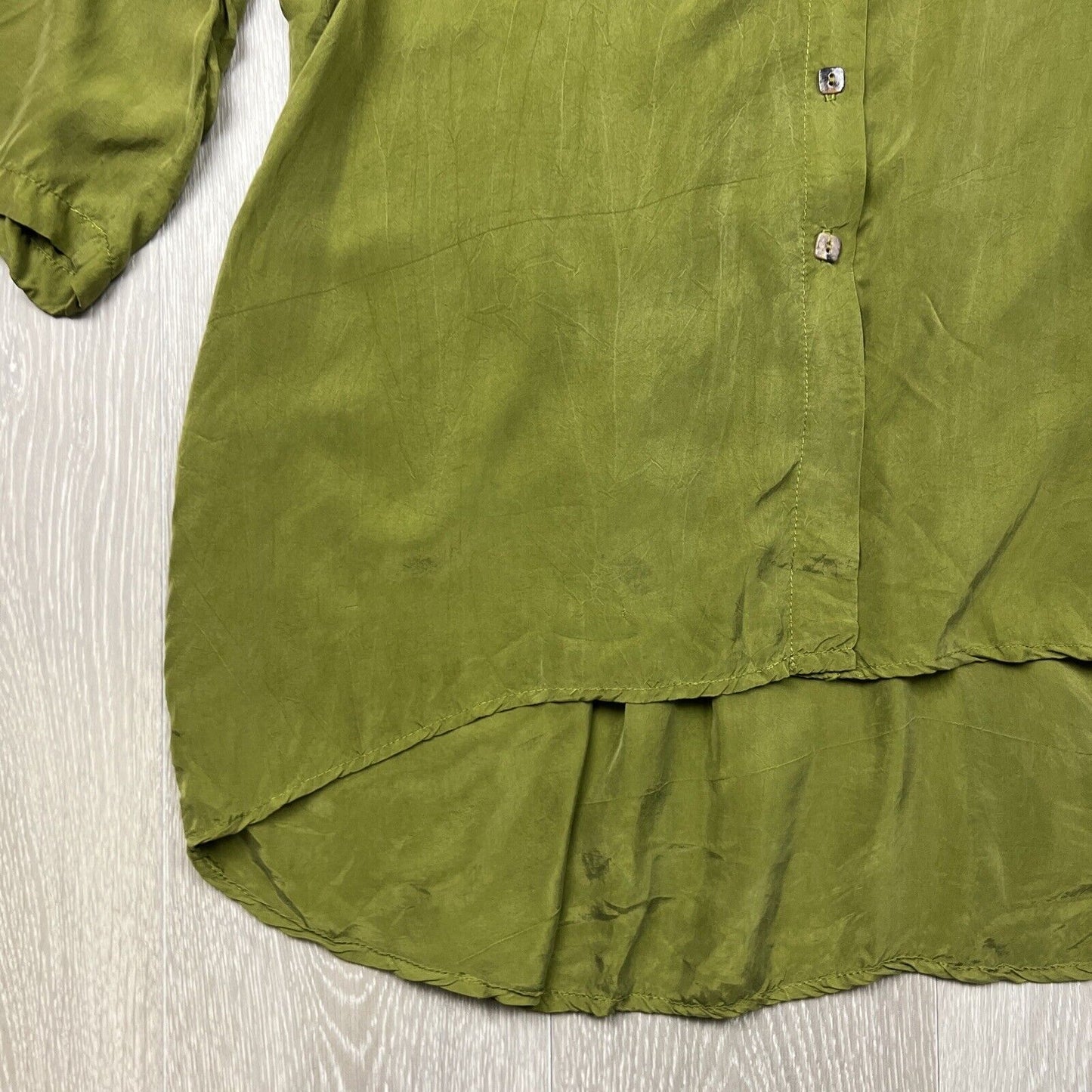 CLICK Color Me Cotton  Made In USA Womens Green Rayon Blouse Size XL